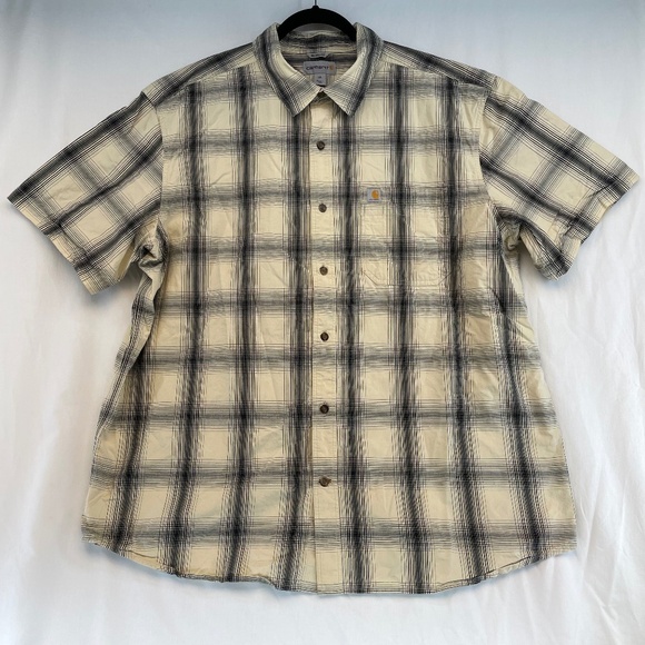 Carhartt Relaxed Fit Short Sleeve Button Down Plaid Shirt Men’s Size 2XL - Picture 1 of 14